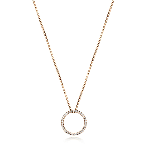 4 Prong Round Rose Gold Circle love Cluster Pendant Necklaces