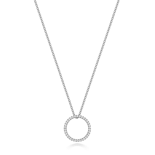 4 Prong Round Circle love Lab Grown Diamond Pendant Necklaces