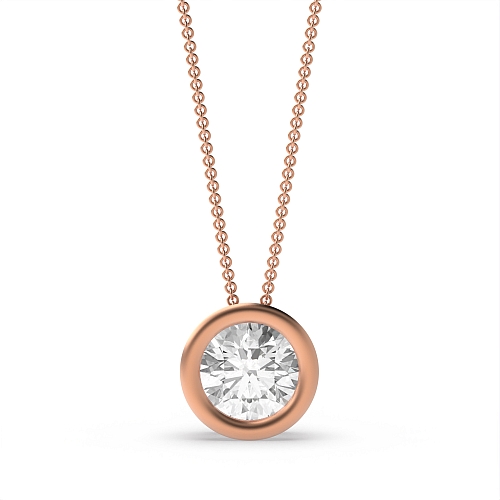 Bezel Setting Round Rose Gold Designer shine Pendant Necklaces