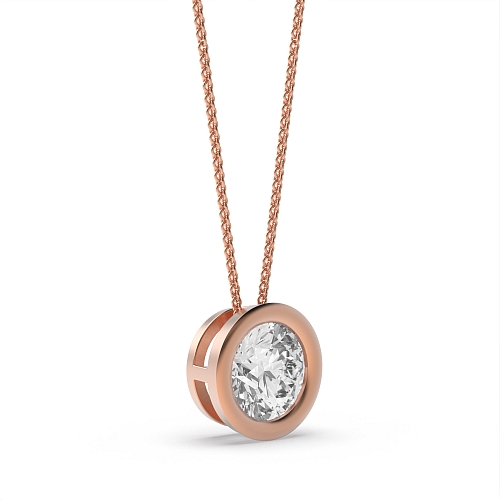 Bezel Setting Round Rose Gold Designer shine Pendant Necklaces