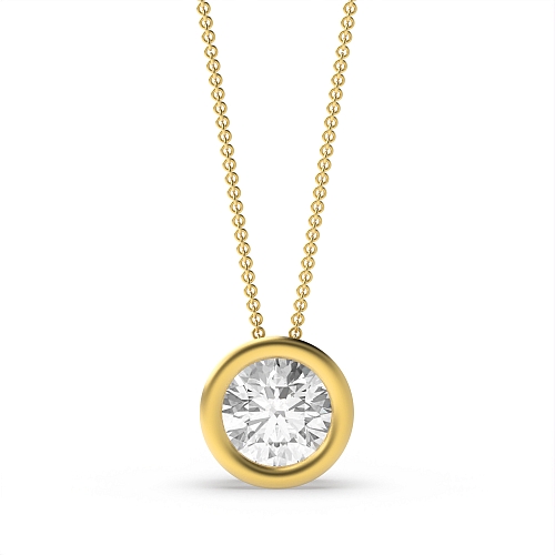 Bezel Setting Round Yellow Gold Designer shine Pendant Necklaces