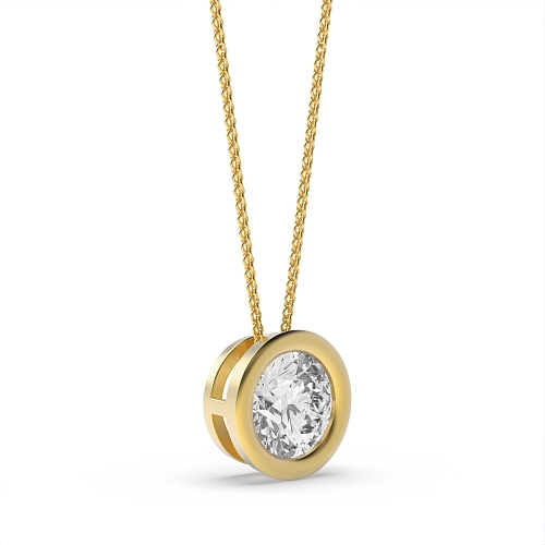 Bezel Setting Round Yellow Gold Designer shine Pendant Necklaces