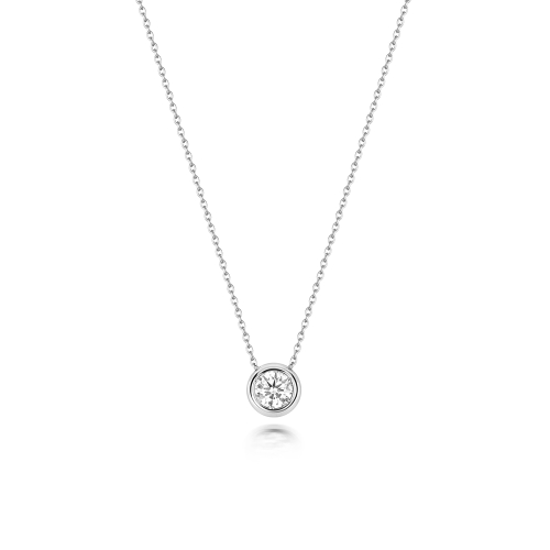 Bezel Setting Round Silver Glimmer beam Pendant Necklaces