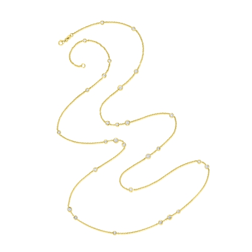 Bezel Setting Round Yellow Gold Glimmer flash Pendant Necklaces