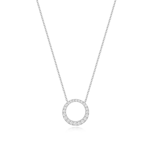 prong setting round shape open circle diamond pendant necklace(12 MM X 12 MM)
