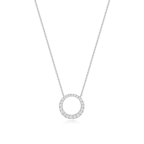 4 Prong Round Open circle Pendant Necklaces