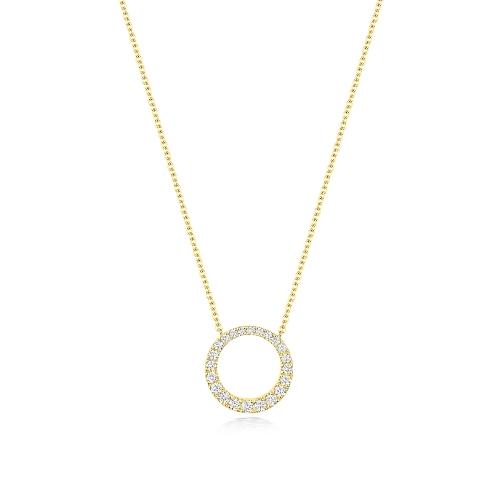 4 Prong Round Yellow Gold Open circle Pendant Necklaces