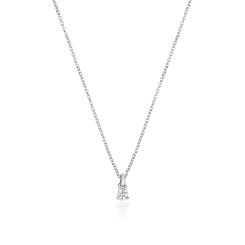 3 Prong Round White Gold Solitaire Pendant Necklaces