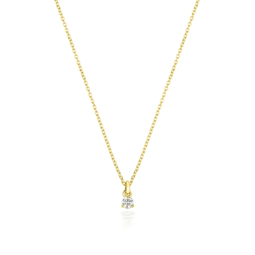 3 Prong Round Yellow Gold Triple glimmer Pendant Necklaces