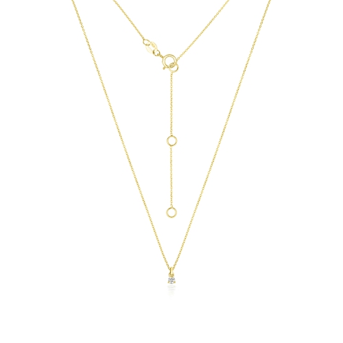 3 Prong Round Yellow Gold Triple glimmer Pendant Necklaces