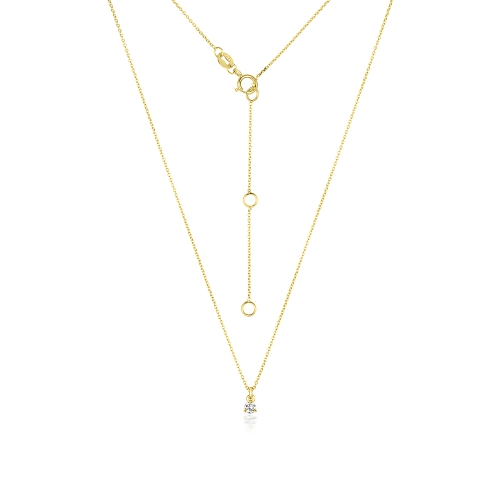3 Prong Round Yellow Gold Solitaire Pendant Necklaces