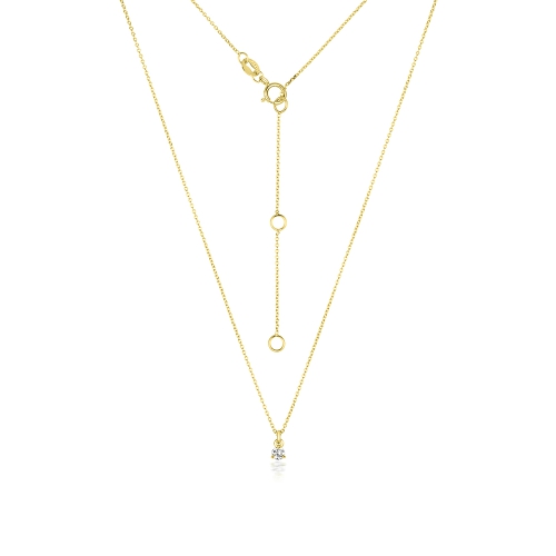 3 Prong Round Yellow Gold Pear beam Pendant Necklaces