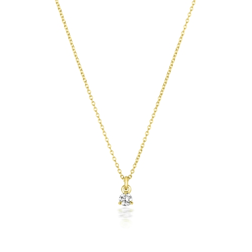 3 Prong Round Yellow Gold Pear beam Pendant Necklaces