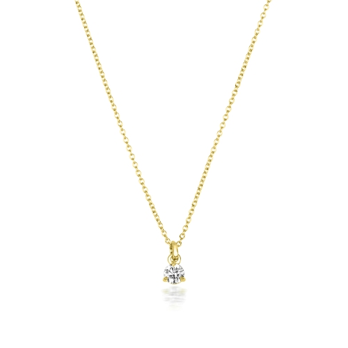 3 Prong Round Yellow Gold Complex Pendant Necklaces