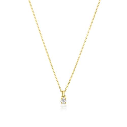 4 Prong Round Yellow Gold Opus seal Pendant Necklaces