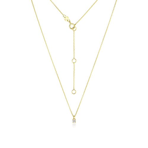 4 Prong Round Yellow Gold Petit lock style Pendant Necklaces