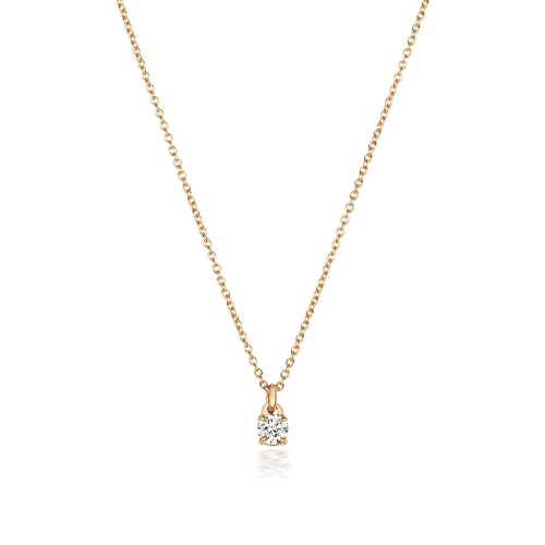 4 Prong Round Rose Gold Solitaire Pendant Necklaces