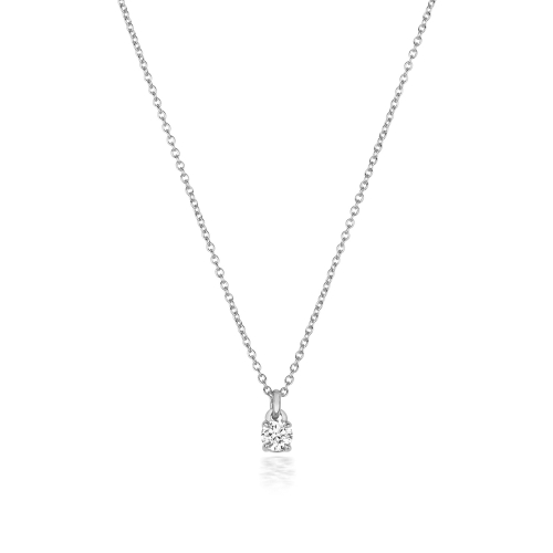 4 Prong Round White Gold Solitaire Pendant Necklaces