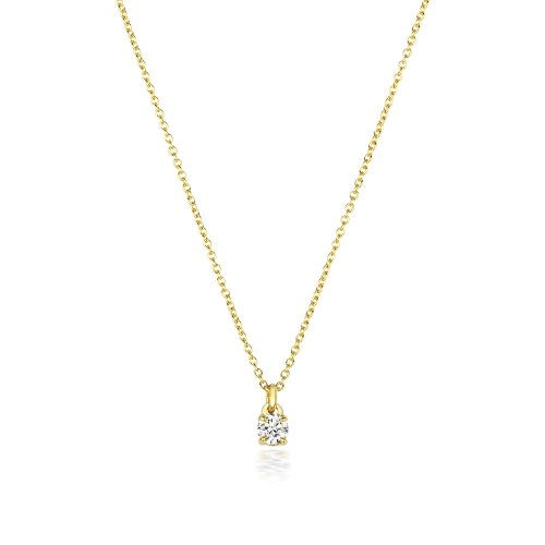 4 Prong Round Yellow Gold Celestial key Pendant Necklaces