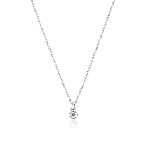 Bezel Setting Round White Gold Solitaire Pendant Necklaces