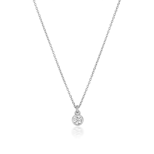 Bezel Setting Round Silver Eternal coil Pendant Necklaces