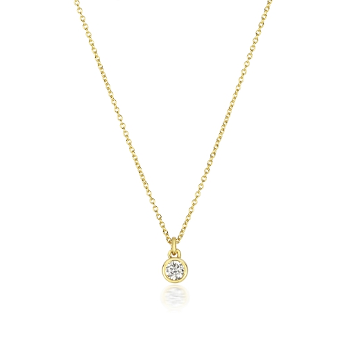 Bezel Setting Round Yellow Gold Eternal coil Pendant Necklaces