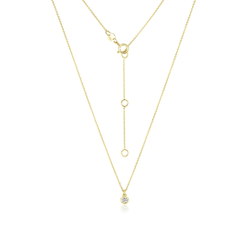 Bezel Setting Round Yellow Gold Eternal coil Pendant Necklaces