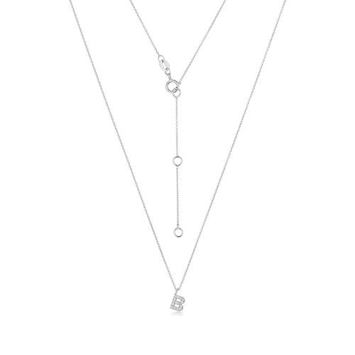 4 Prong Round Alphabet b Lab Grown Diamond Pendant Necklaces