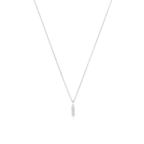 4 Prong Round Silver Petit letter i Pendant Necklaces