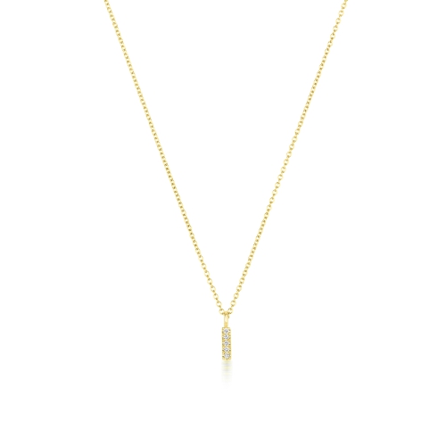 4 Prong Round Yellow Gold Petit letter i Pendant Necklaces