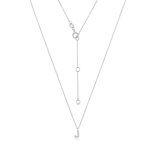 4 Prong Round Silver Petit letter j Pendant Necklaces