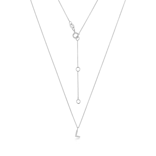 4 Prong Round Silver Petit alphabet l Pendant Necklaces