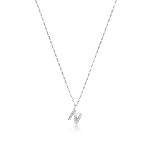 4 Prong Round Initial Pendant Necklace