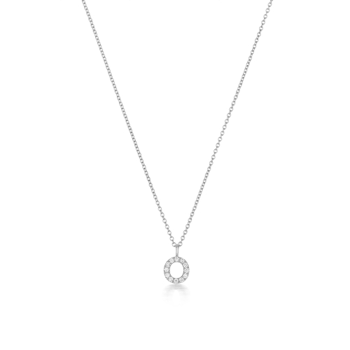4 Prong Round Silver Petit letter o Pendant Necklaces