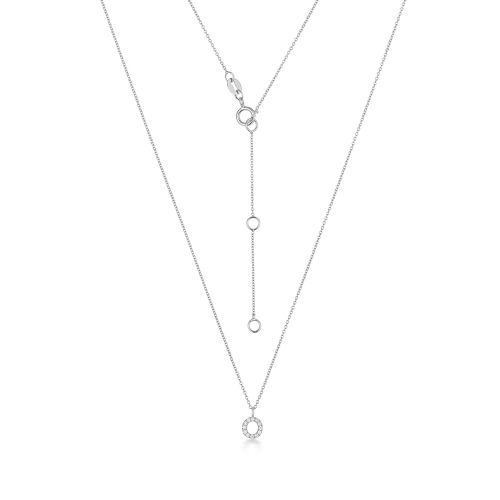 4 Prong Round Silver Petit letter o Pendant Necklaces