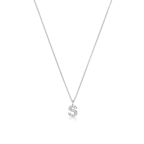 prong setting round shape letter S initial pendant(7.5 MM X 7.5 MM)