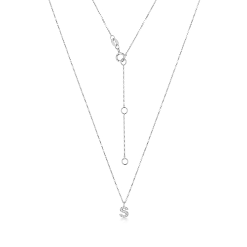 4 Prong Round Silver Petit alphabet s Pendant Necklaces