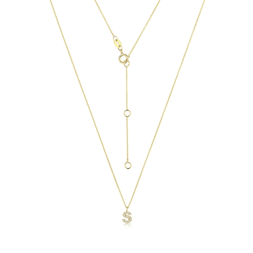 4 Prong Round Yellow Gold Petit alphabet s Pendant Necklaces