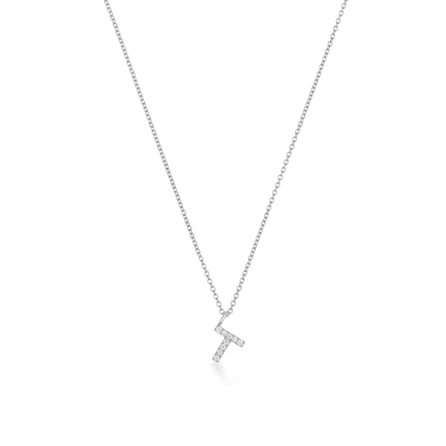 4 Prong Round Initial Pendant Necklaces