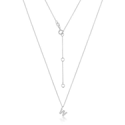 4 Prong Round Silver Petit alphabet w Pendant Necklaces