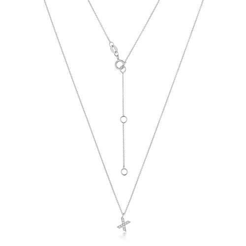 4 Prong Round Silver Petit letter x Pendant Necklaces
