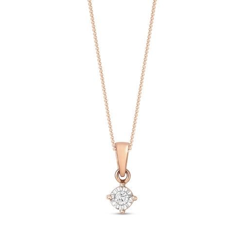 4 Prong Round Rose Gold Illusion plate Delicate Pendant Necklaces