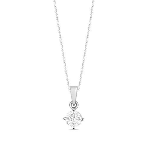 4 Prong Round Illusion plate Lab Grown Diamond Pendant Necklaces