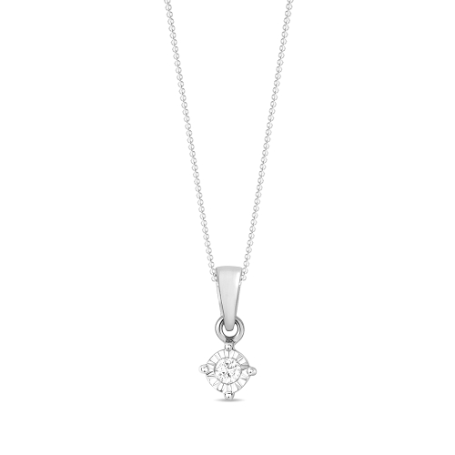 4 Prong Round Illusion plate Pendant Necklaces