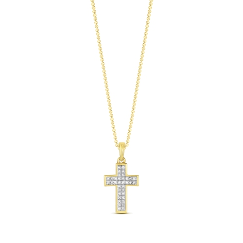 Pave Setting Round Yellow Gold Glimmer spark Pendant Necklaces