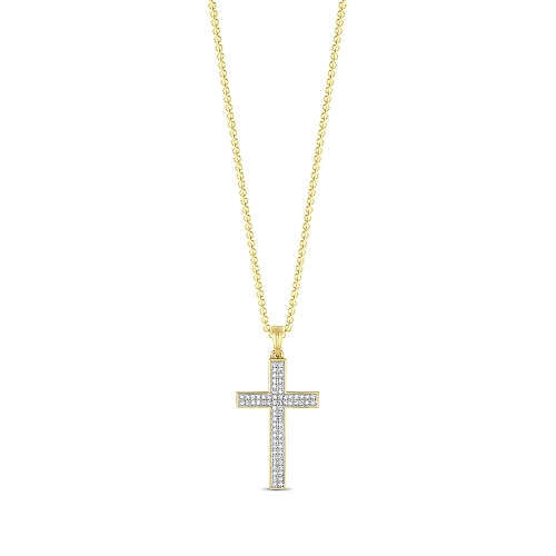 Pave Setting Round Yellow Gold Radiance Pendant Necklaces