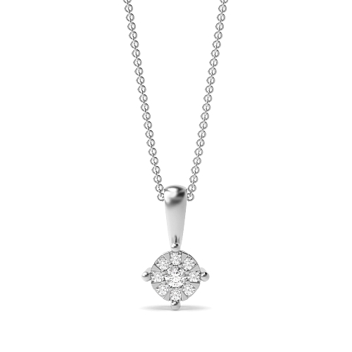4 Prong Round Illusion Lab Grown Diamond Pendant Necklaces