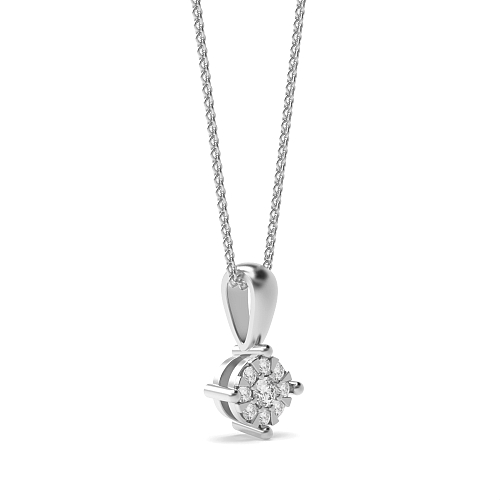4 Prong Round Illusion Lab Grown Diamond Pendant Necklaces