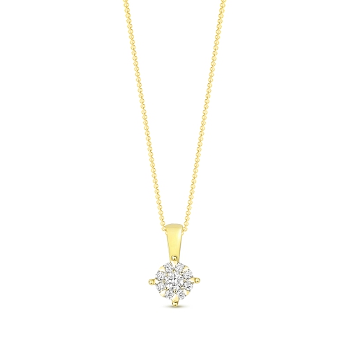 4 Prong Round Yellow Gold Petit Pendant Necklaces