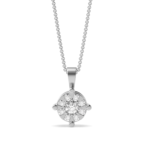 4 Prong Round Designer glow Lab Grown Diamond Pendant Necklaces